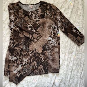 Chic Glittery Brown Animal Print Sweater